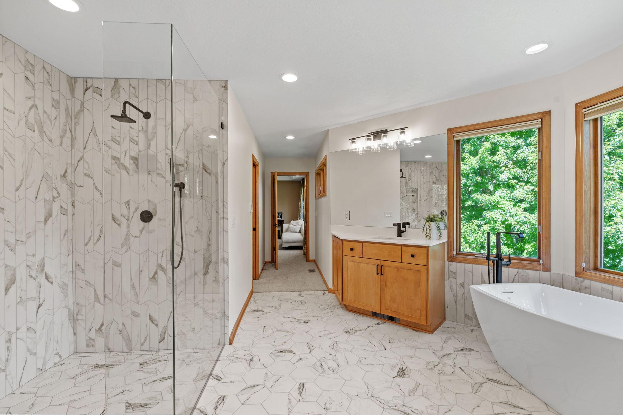 Newly remodeled primary bath.