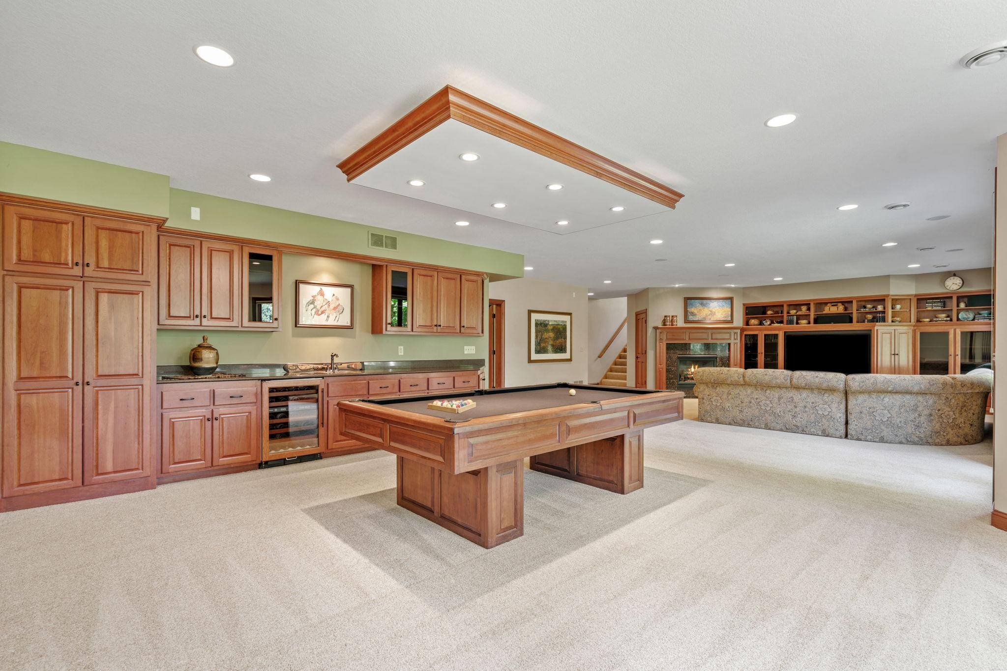 Large wet bar in lower level.