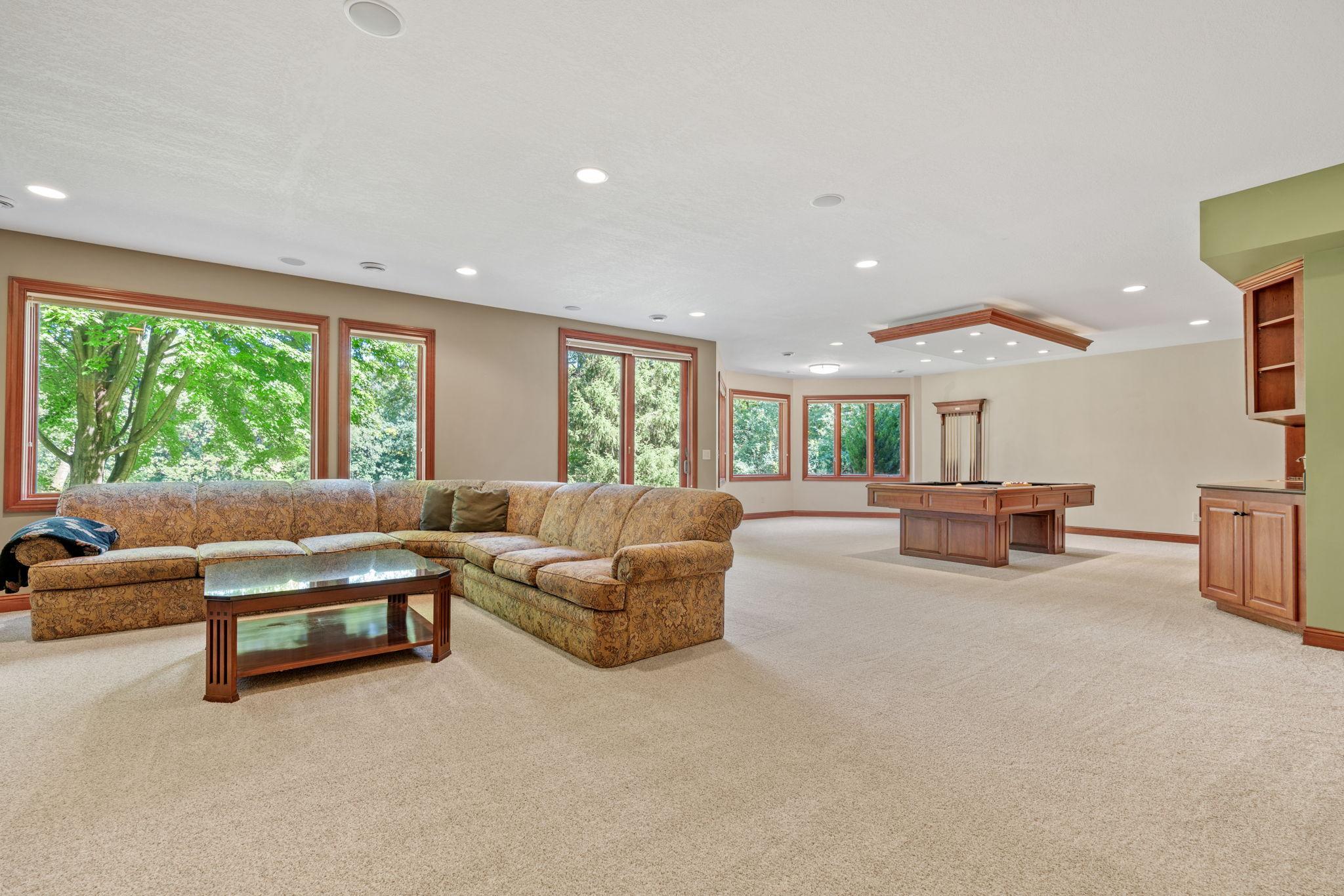 Large, lower level provides space to entertain.