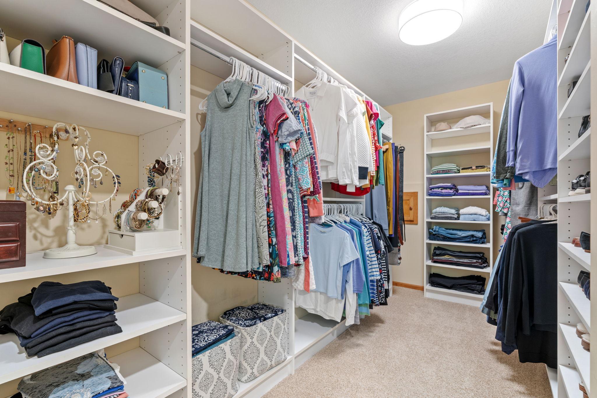 Half of the primary closet.
