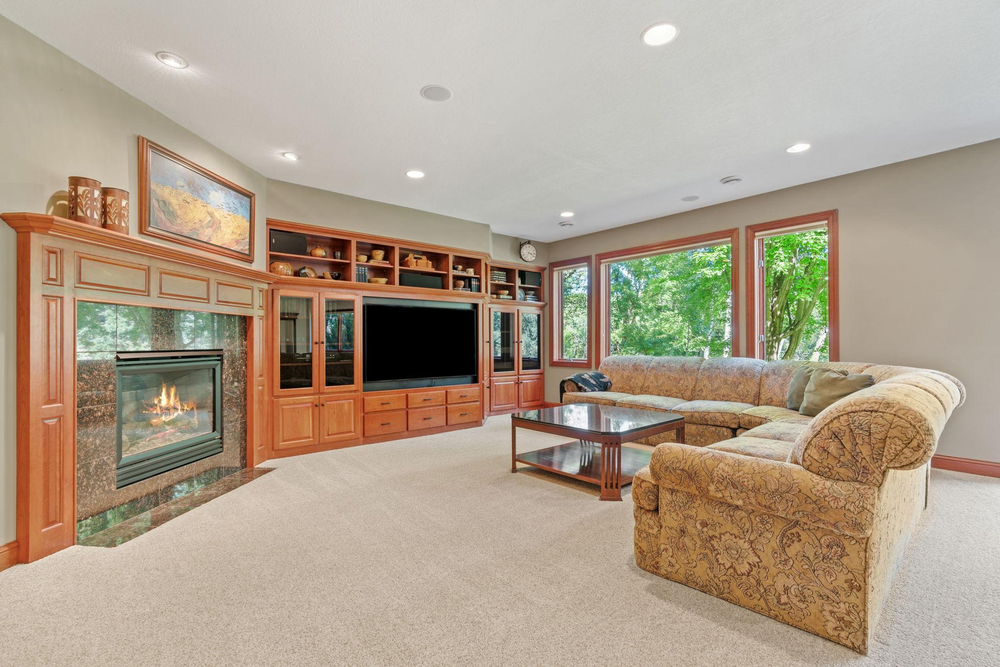 Lower level entertainment area.