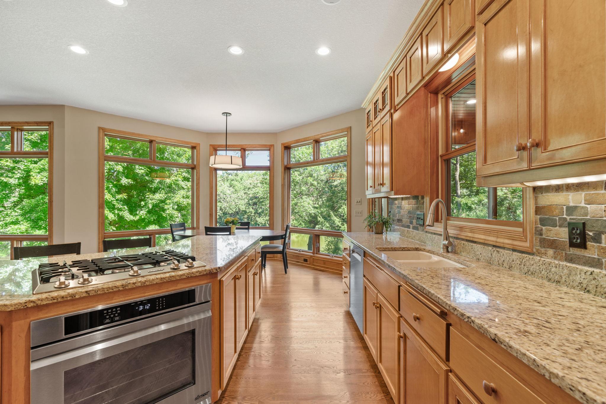 Dual ovens; one in the island plus a wall oven.