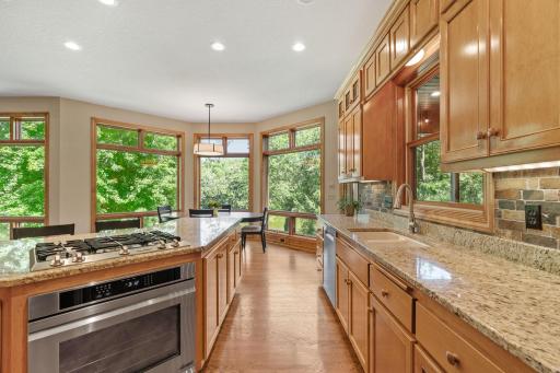 Dual ovens; one in the island plus a wall oven.