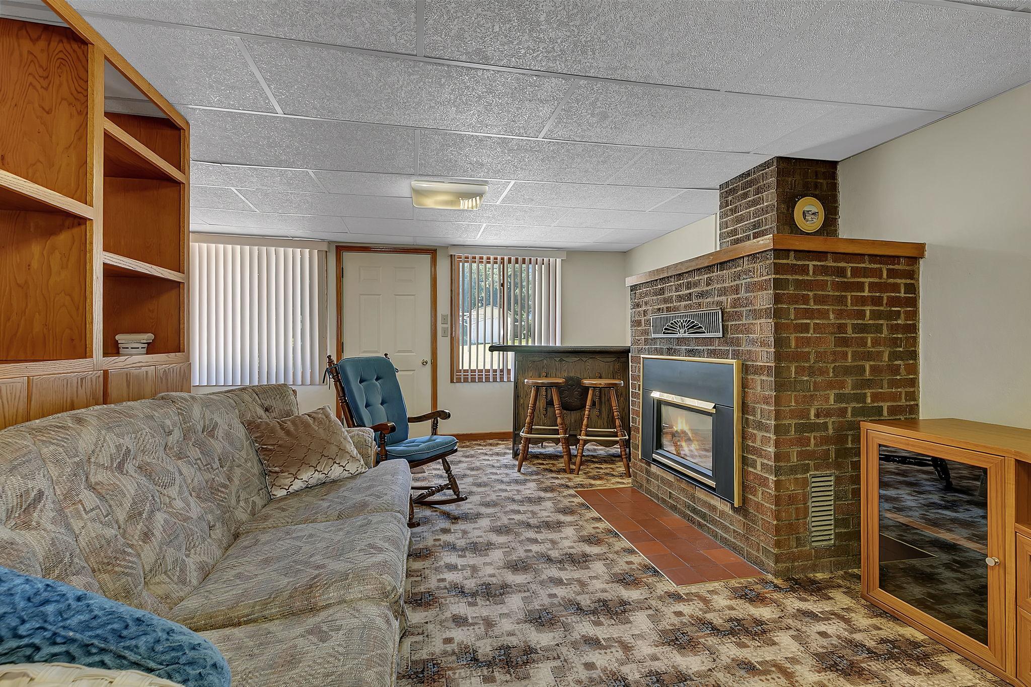 family room with gas f/p