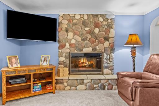 Gas fireplace.