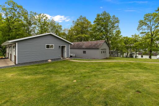 Heated 3 car garage. Storage shed on the right.