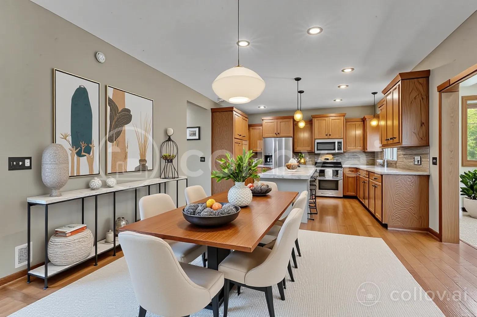 Kitchen/dining area virtually staged