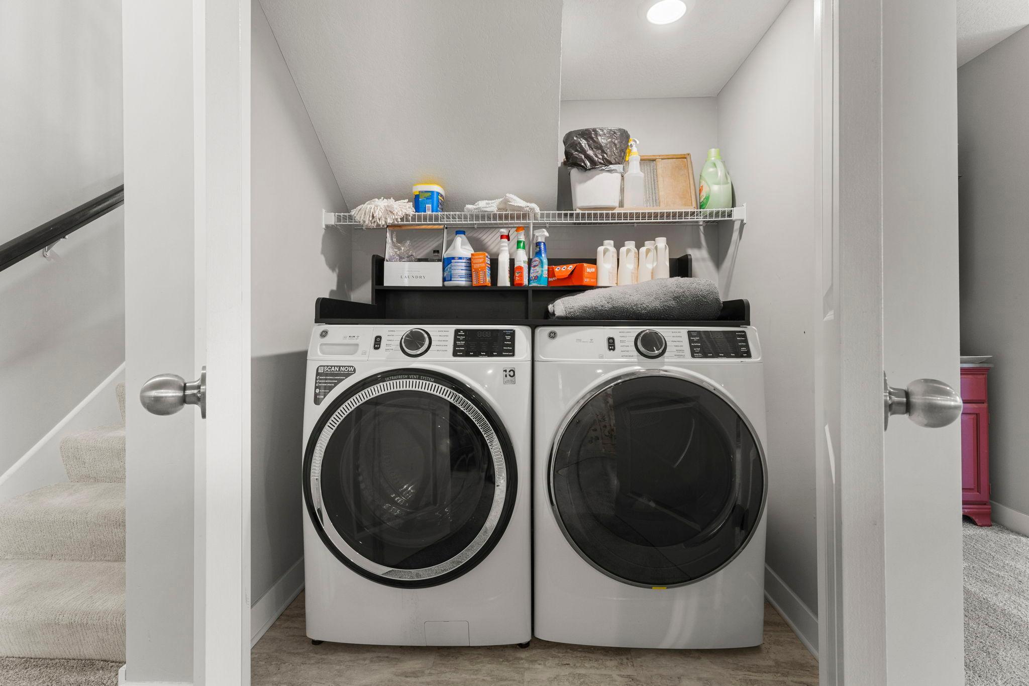 Convenient lower-level washer dryer