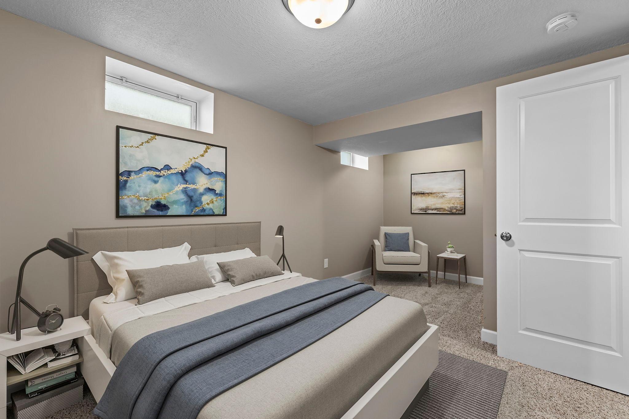 Lower level 4th bedroom (virtually staged)