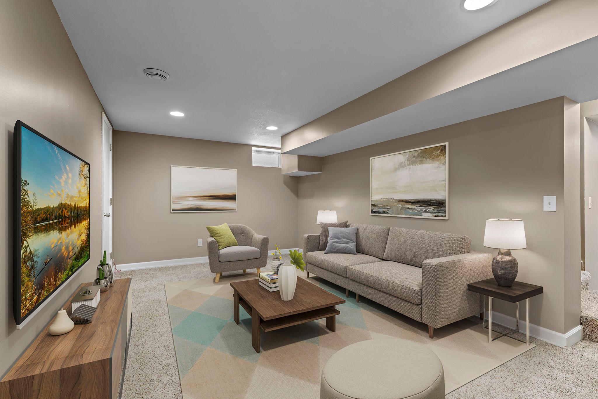 Lower level family room (virtually staged)