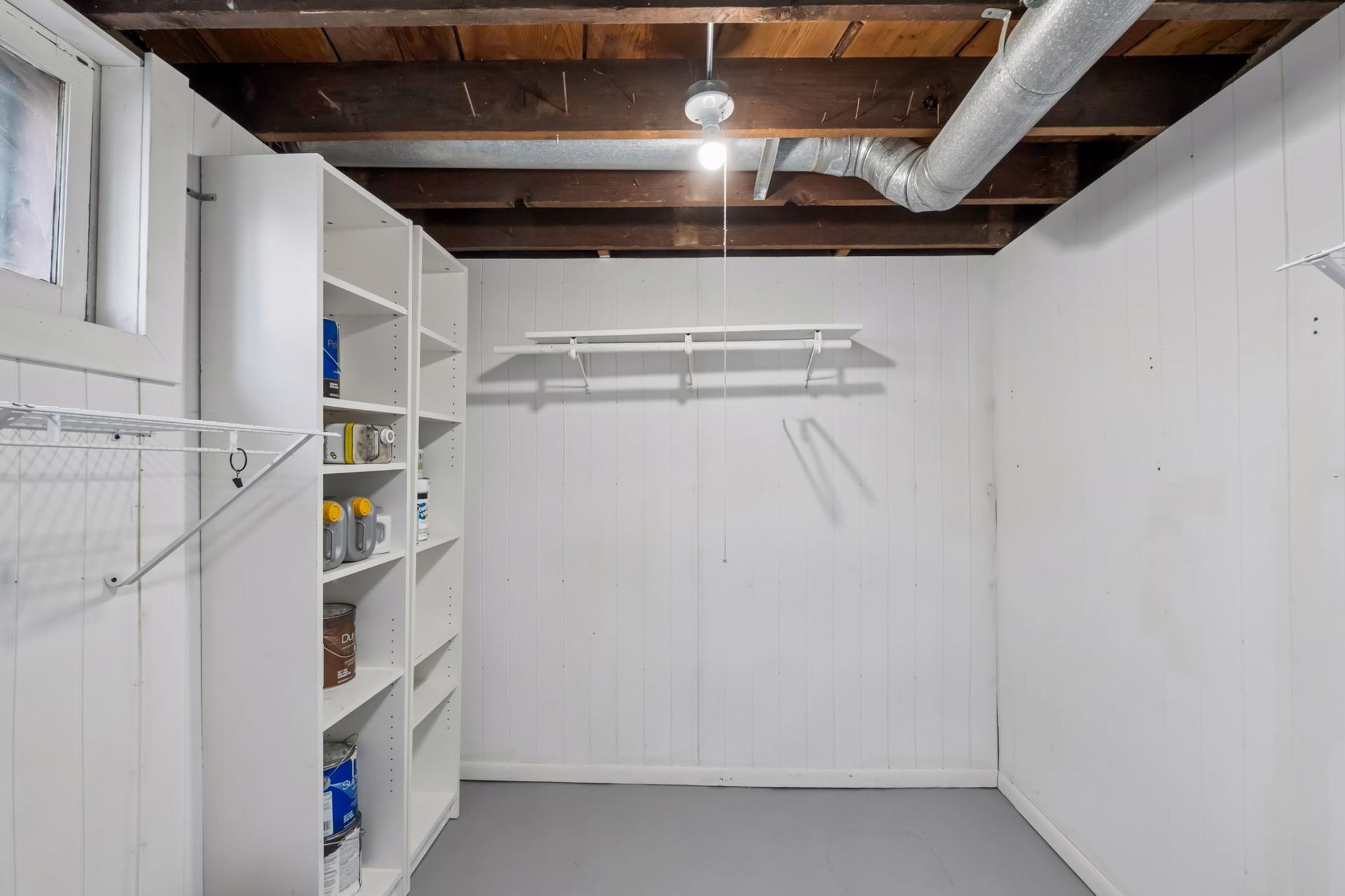 Lower storage room.