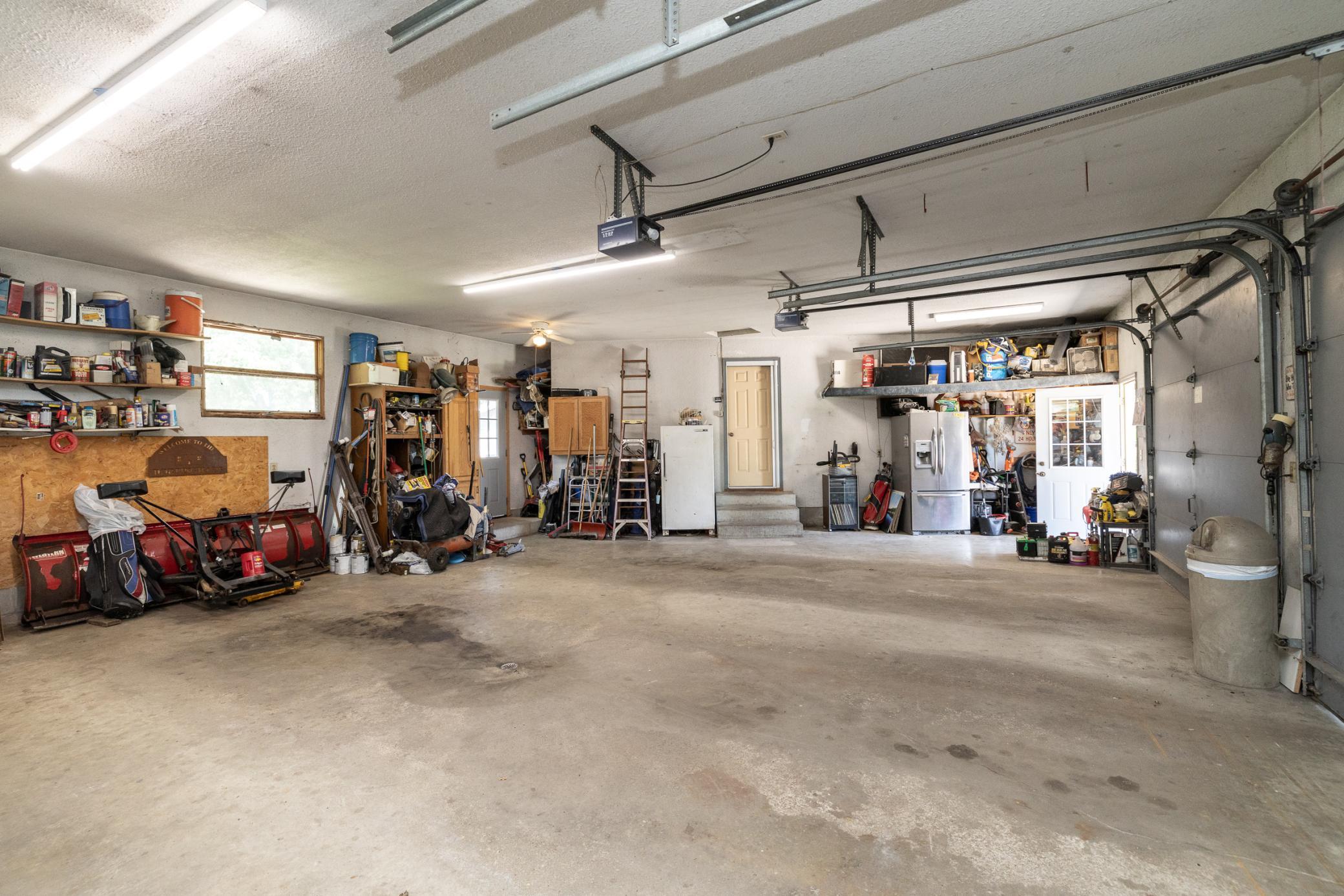 Attached Three Car Garage With Floor Drains
