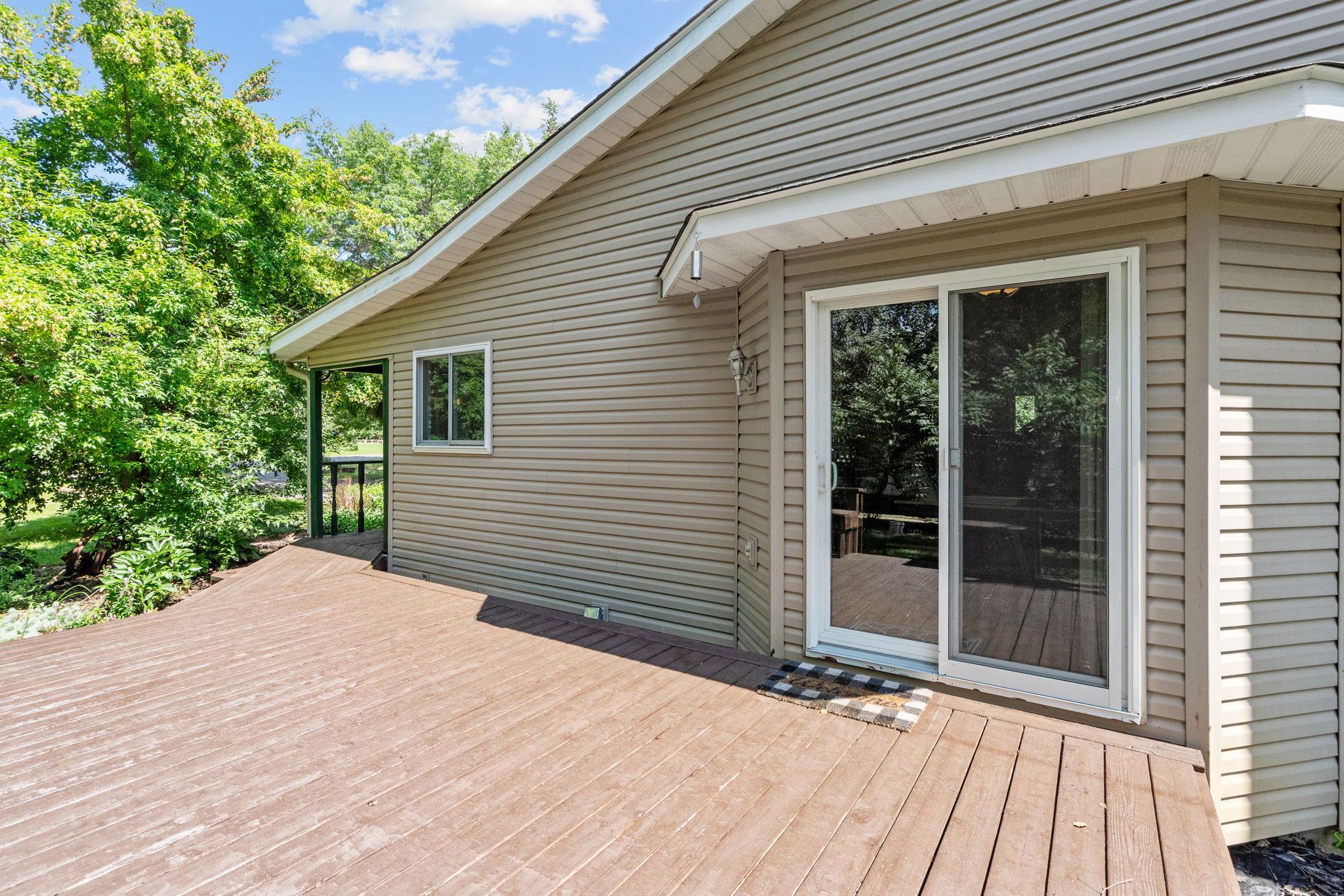 Deck connects to wrap-around porch