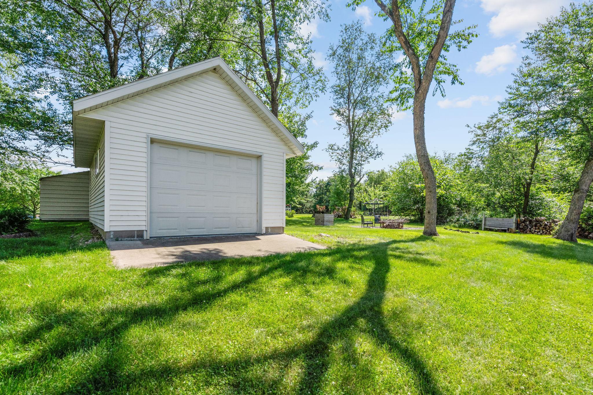 Detached, heated garage