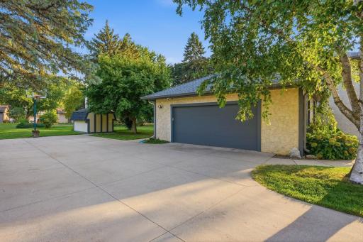 Garage entrance is on the side of the home