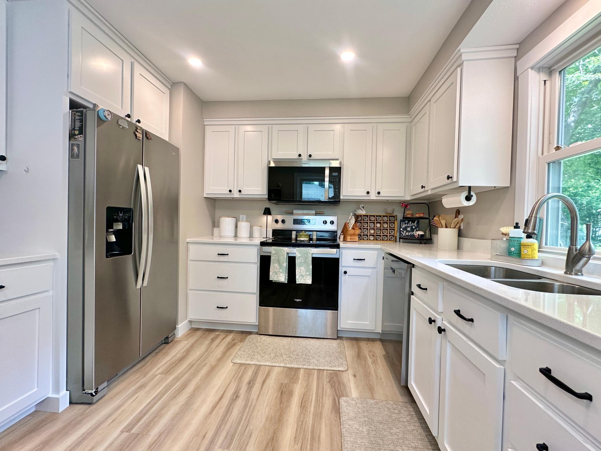The kitchen is bright and new and it sparkles!