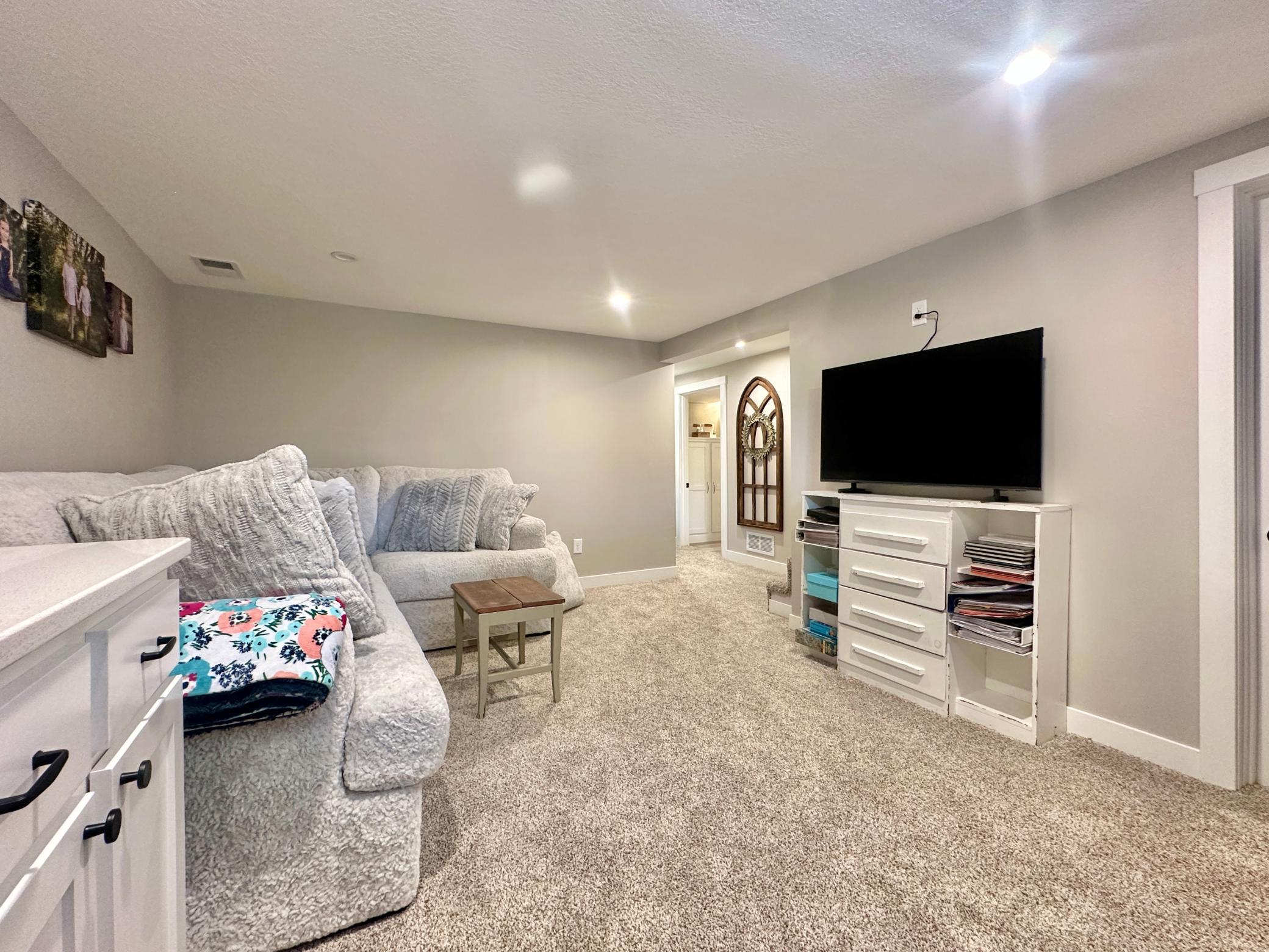 A cozy place for family movie night.