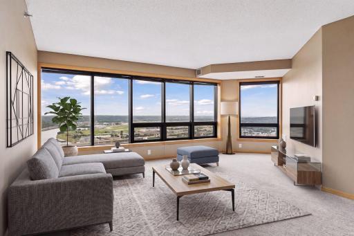 Photo for 168 6th Street E, 3702, Saint Paul, MN 55101 - listing #7108255 37th Floor views down the Mississippi River Valley-virtually staged