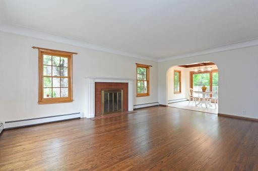 Family room w/refinished floors
