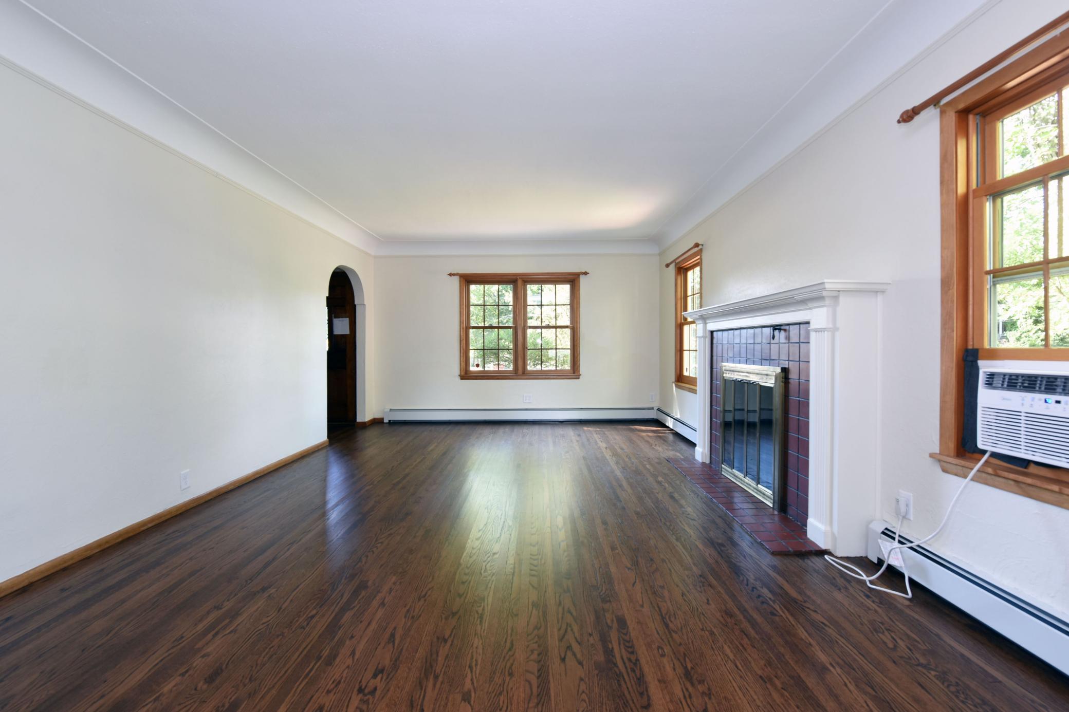 Family room w/refinished floors