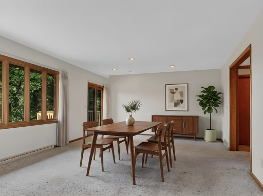 Space to Accommodate Dining and Living Room Furniture - Virtually Staged