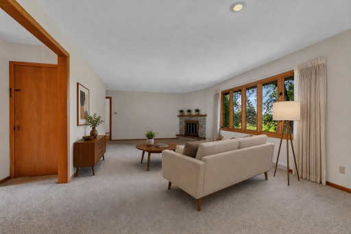 Optional Furniture Placement - Windows Bring in the Beauty of the Wooded Back Yard - Virtually Staged