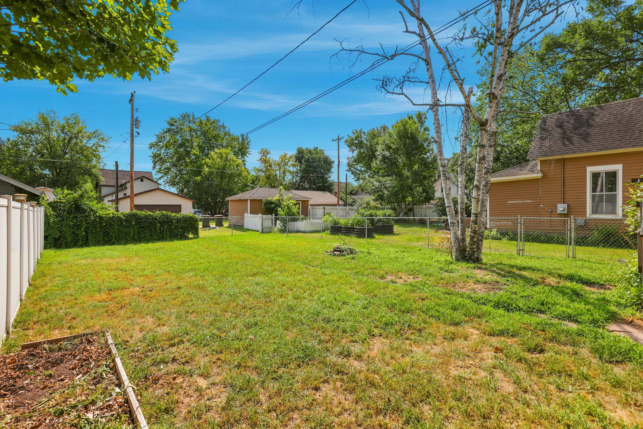Large fenced backyard