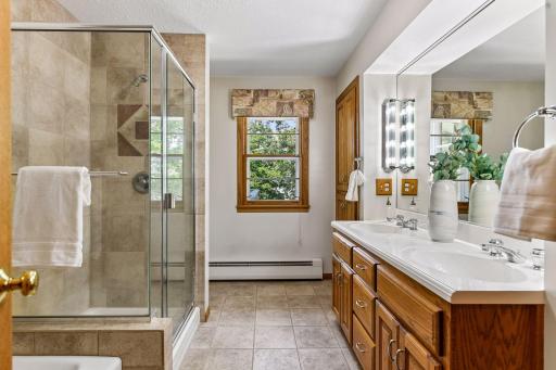 Bathroom provides spa like shower and features off the back of home