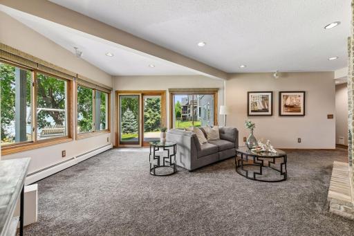 Walkout basement to lake and green space in the backyard.