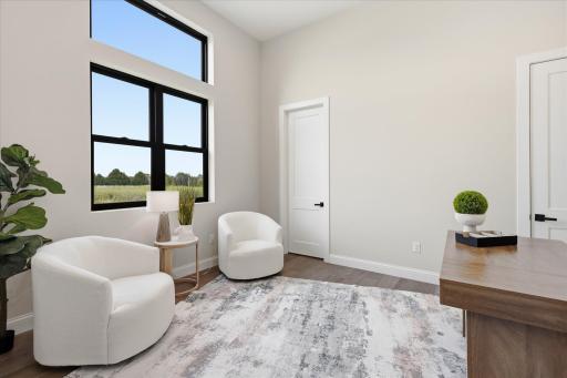 Well appointed office or bedroom 5 with walk-in closet and adjoining full bath