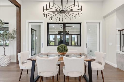 Open dining area can accomodate your largest dining table to seat all your favorite people