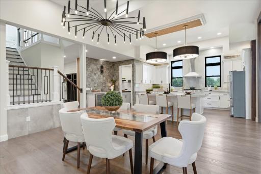 Open dining area can accomodate your largest dining table to seat all your favorite people