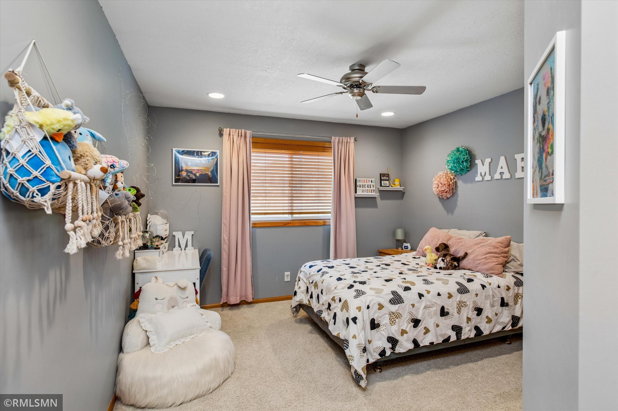 The upper level has three bedrooms and a full bath. This is bedroom 1 on the upper level