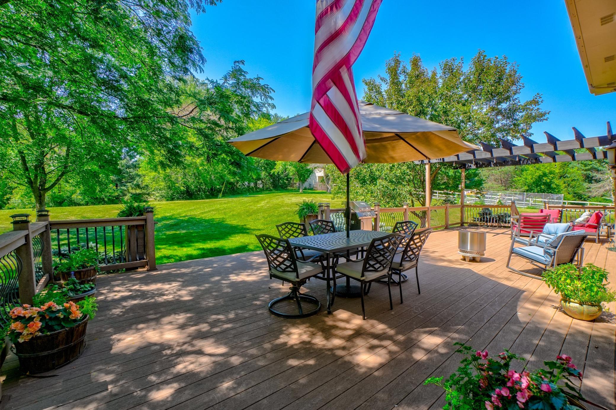 Relax while taking in the peaceful surroundings and watching horses graze in the nearby pasture