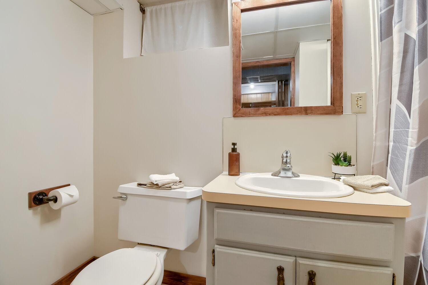 3/4 bathroom in the lower level invites your decorative touches but is fully functioning and ready to go.