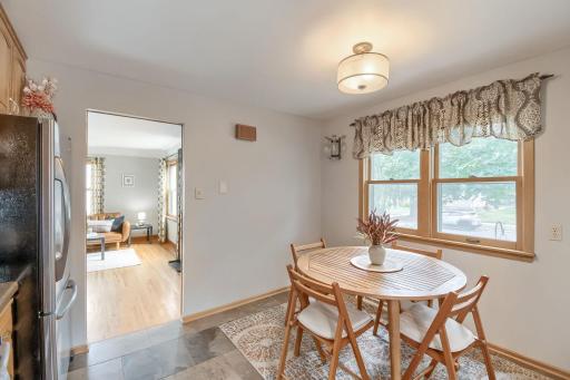 Eat-in-kitchen offers wall or buffet storage options.