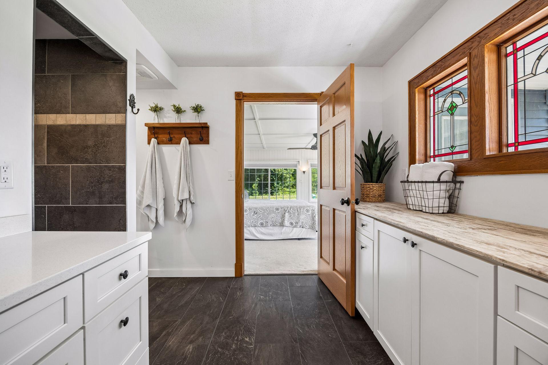 Such great storage in the main level bathroom