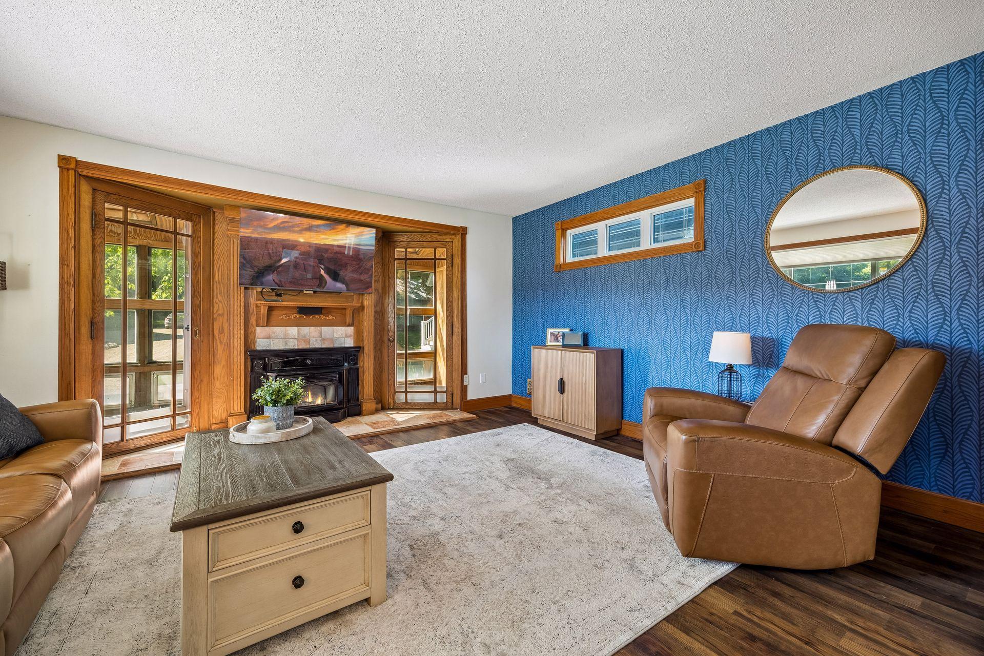 Enjoy the accent wall and the original character of the window