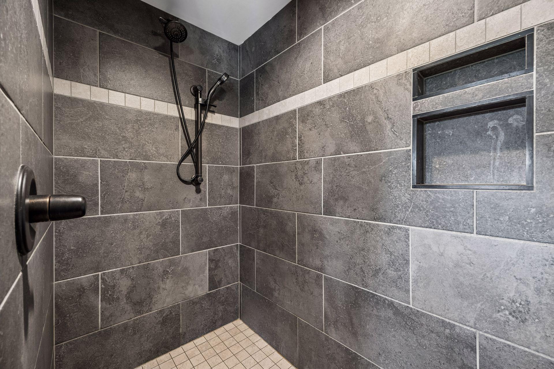 This luxurious walk-in shower was added within the last few years