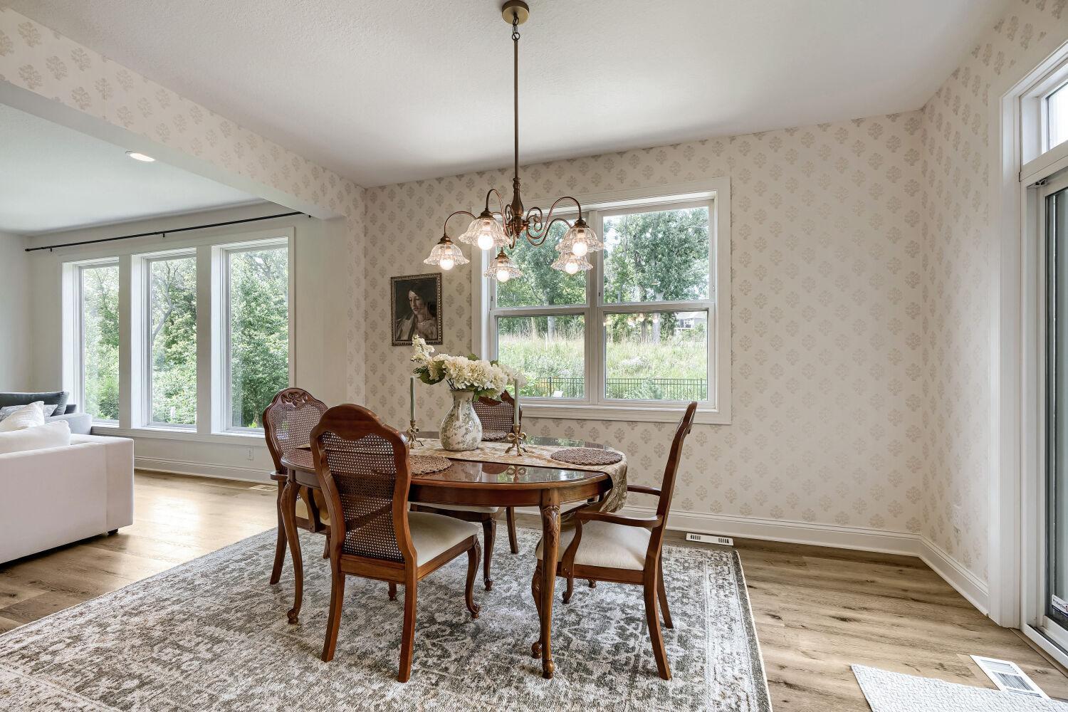 Oversized windows with private/wooded views.