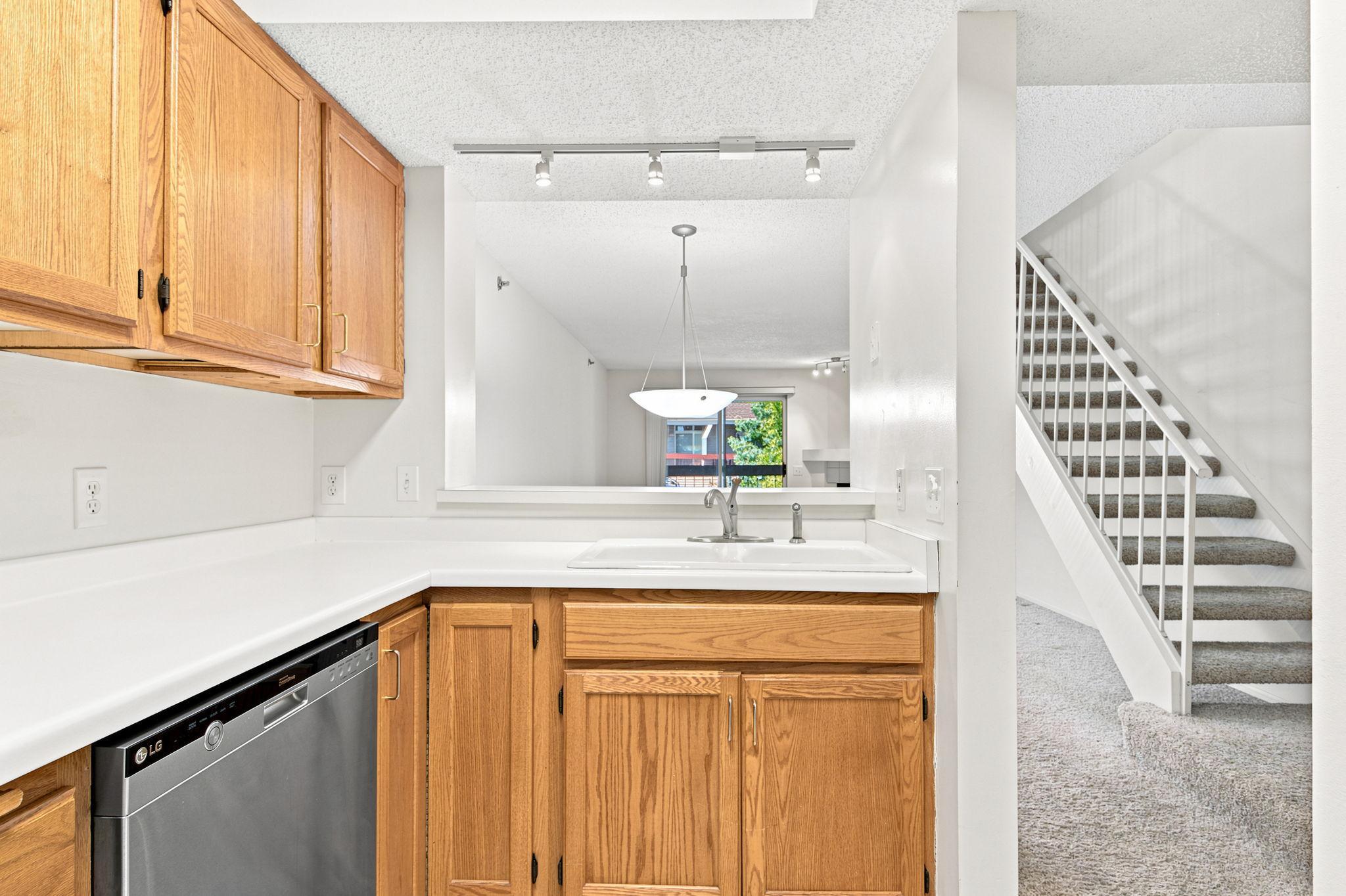 Kitchen open to dining room
