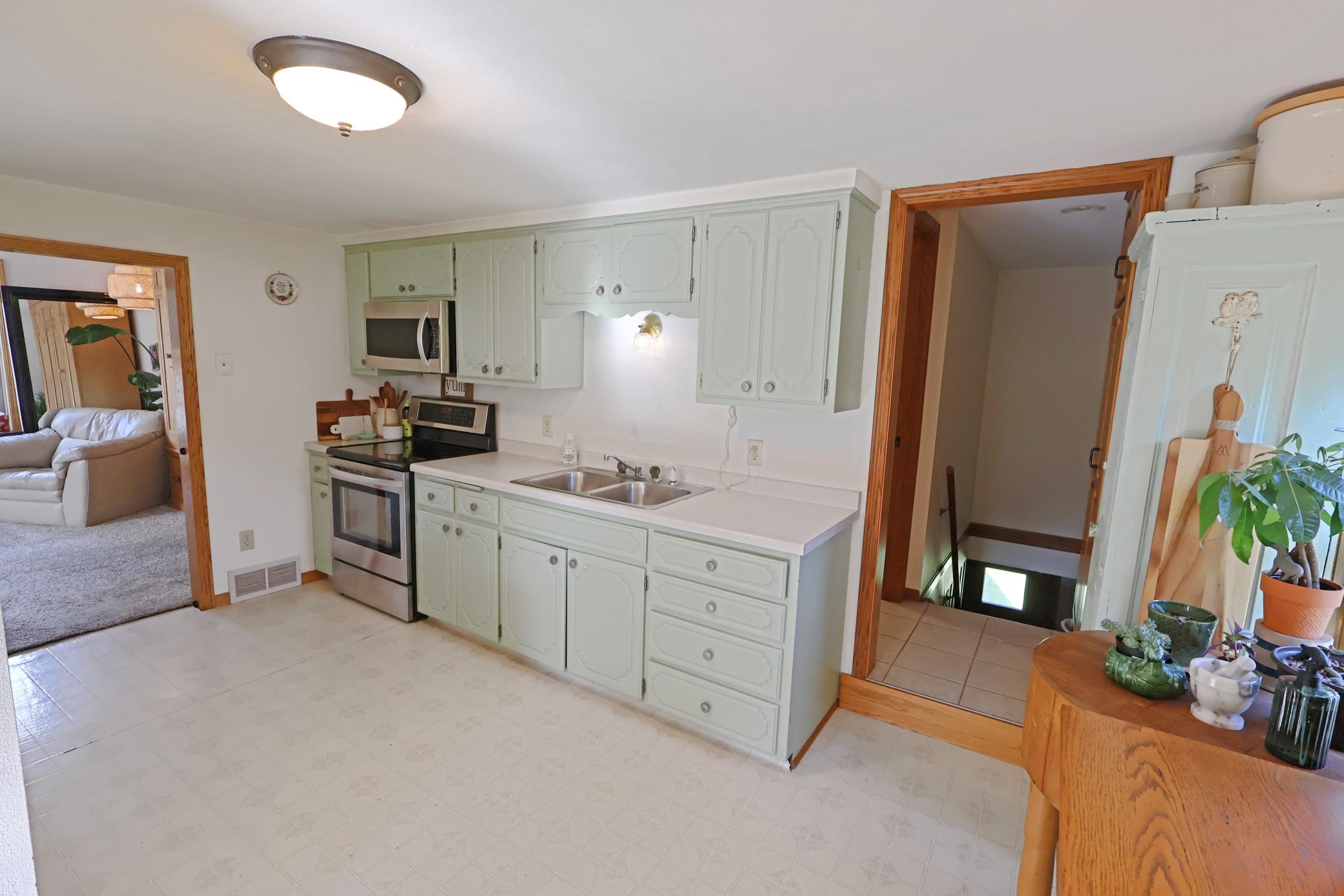 Updated stainless steel appliances.