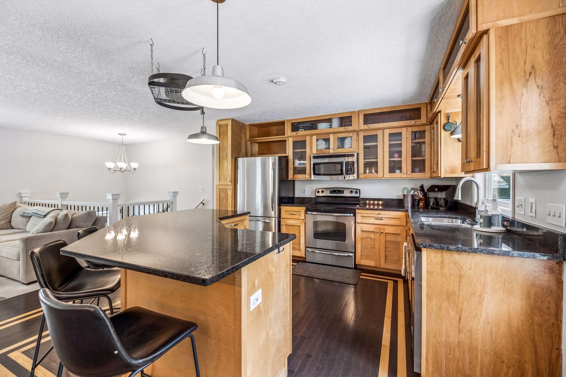 Center island is perfect for casual dining