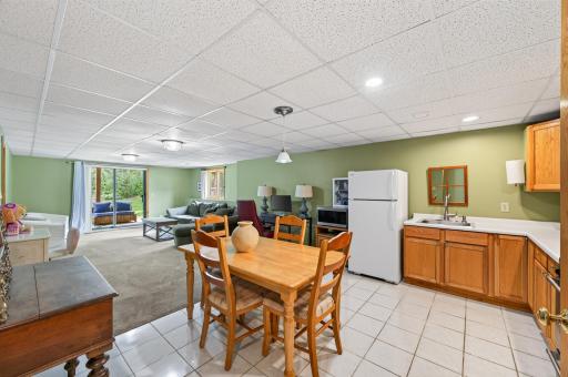 Lower level family room has kitchen area and is a walkout