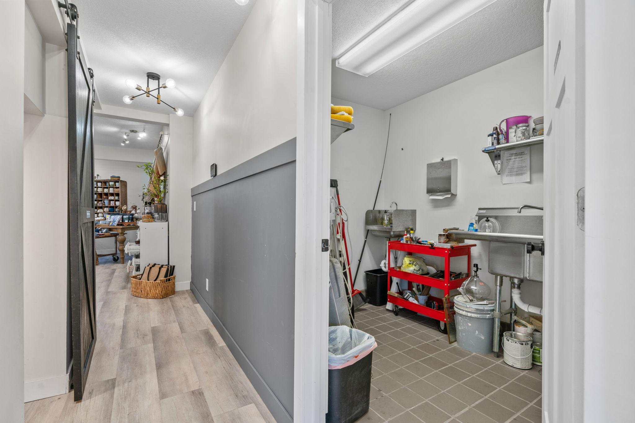 Main level kitchen space with sinks