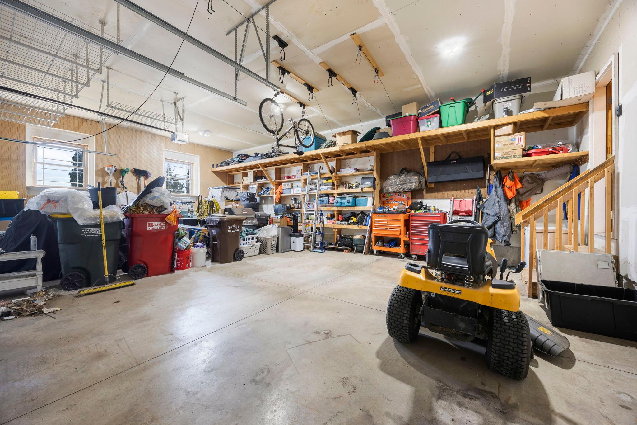 Oversized 3 car heated garage!