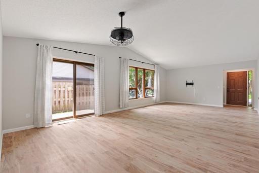 Informal dining with sliding glass door to back patio