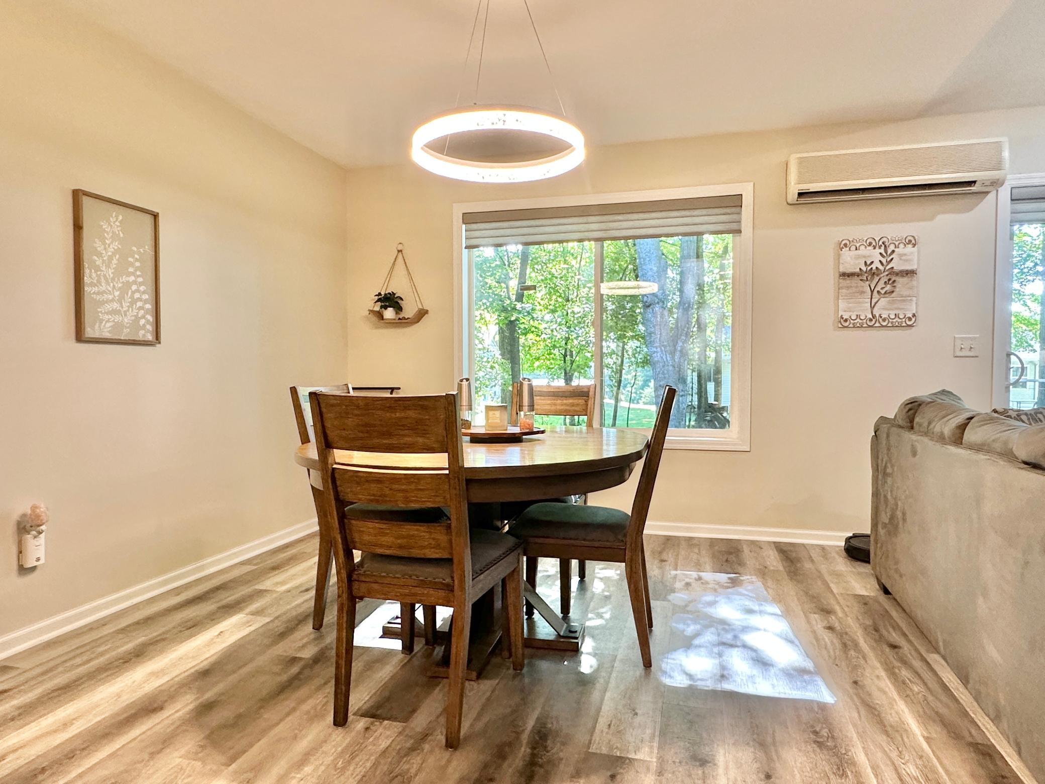 Just off the living room and kitchen is the dining area.