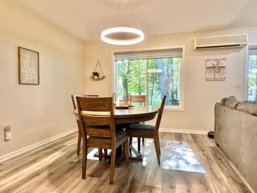 Just off the living room and kitchen is the dining area.