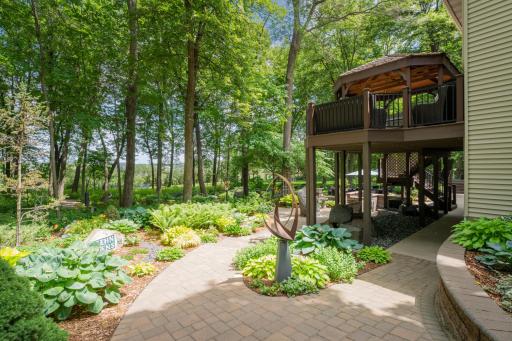 Paved walkways through the private oasis